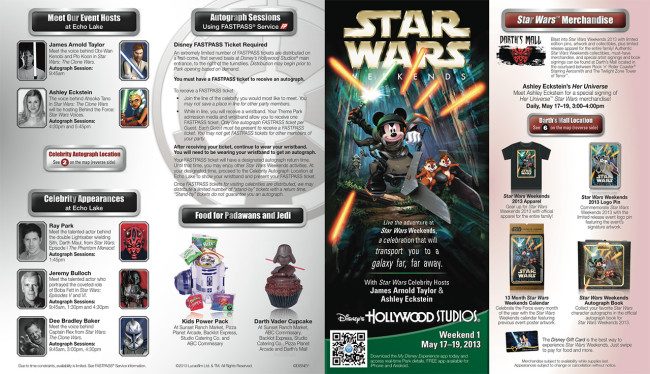Star Wars Weekends 2013 - Guide Map Week 1 (Cover)