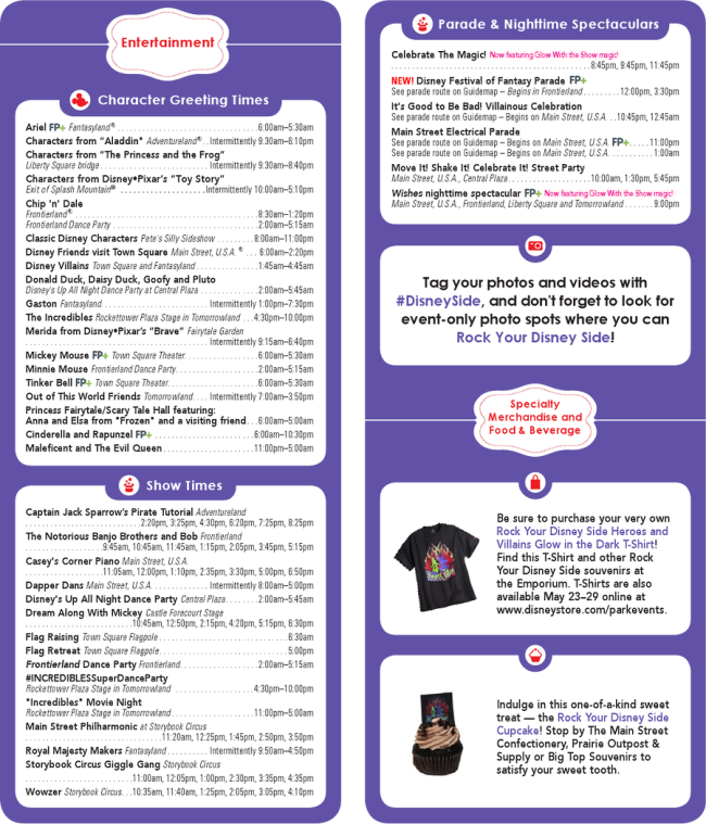 Rock Your Disney Side - Event Schedule