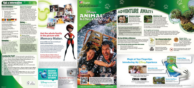 Disney's Animal Kinggdom Park Map 2014 (Front)