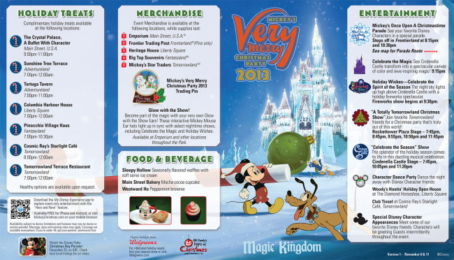 Mickey's Very Merry Christmas Party Guide Map - Front